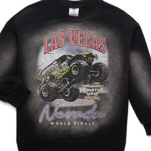 Monster Jam Gravedigger Sweatshirt BOYS SIZE 14-16 Jet Black Mineral Wash NEW